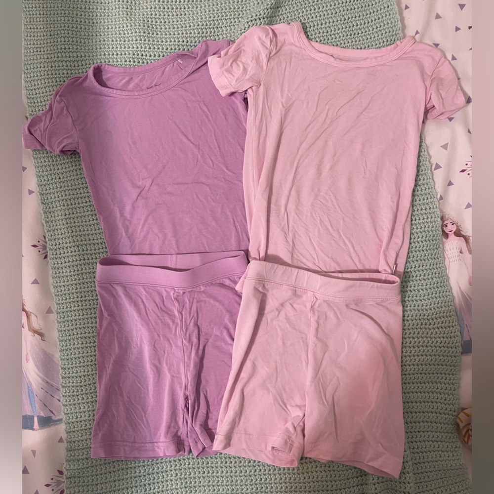 Little Sleepies Pink and Purple Kids Short Sleeve Pajamas Size 3T